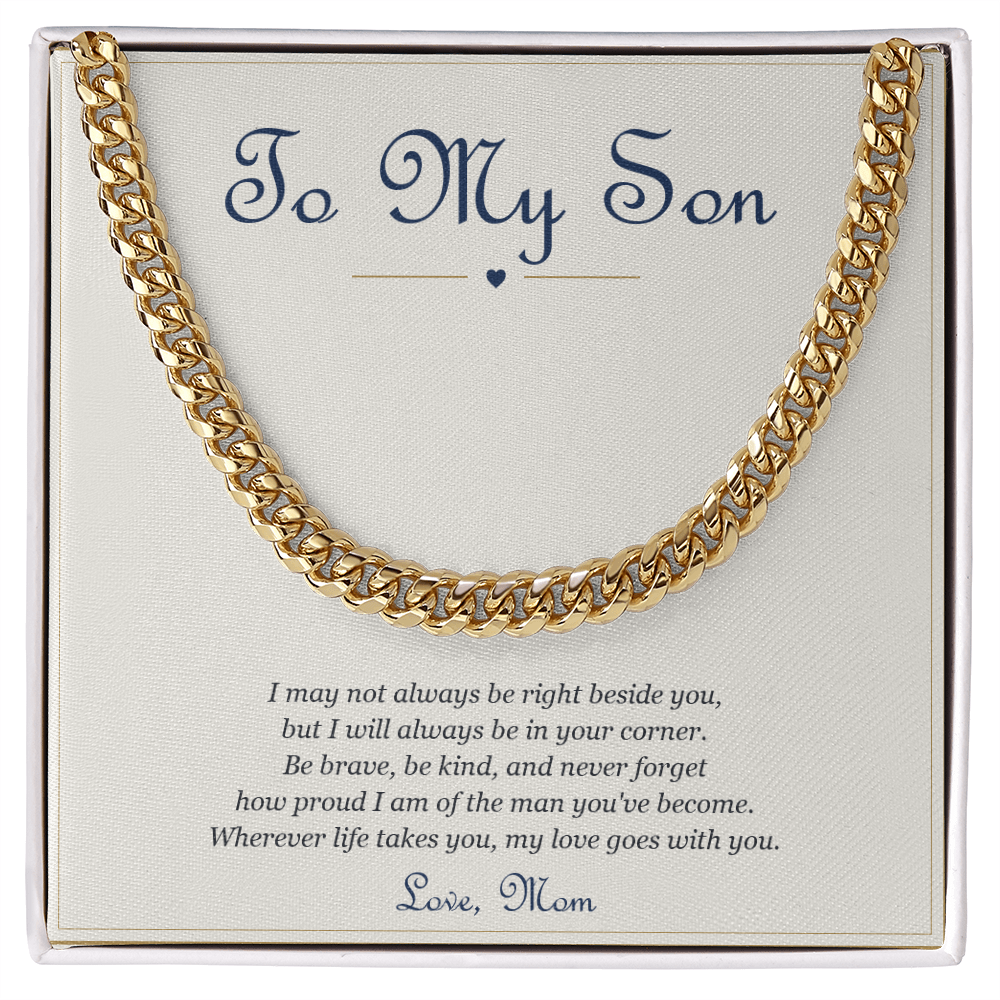 To My Son from Mom – Cuban Link Chain Necklace with Message Card