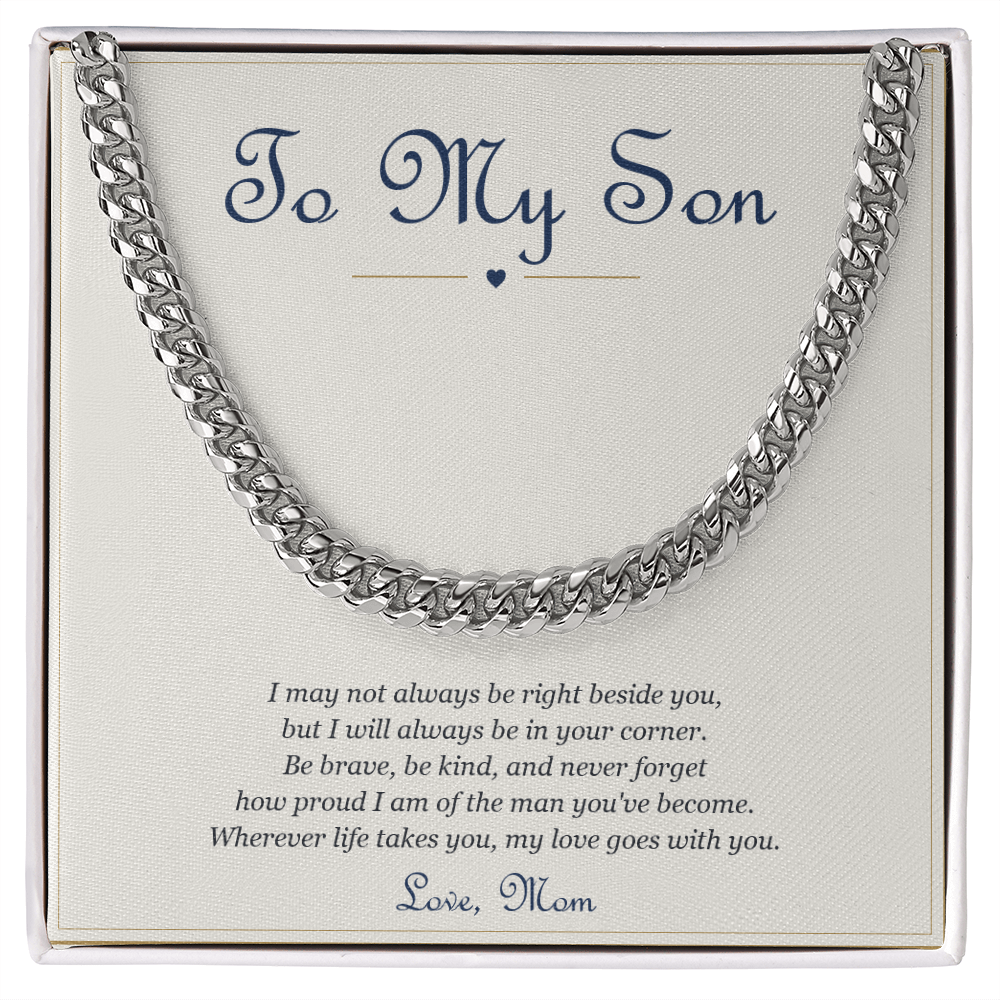 To My Son from Mom – Cuban Link Chain Necklace with Message Card
