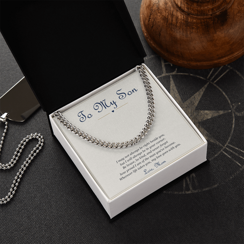 To My Son from Mom – Cuban Link Chain Necklace with Message Card