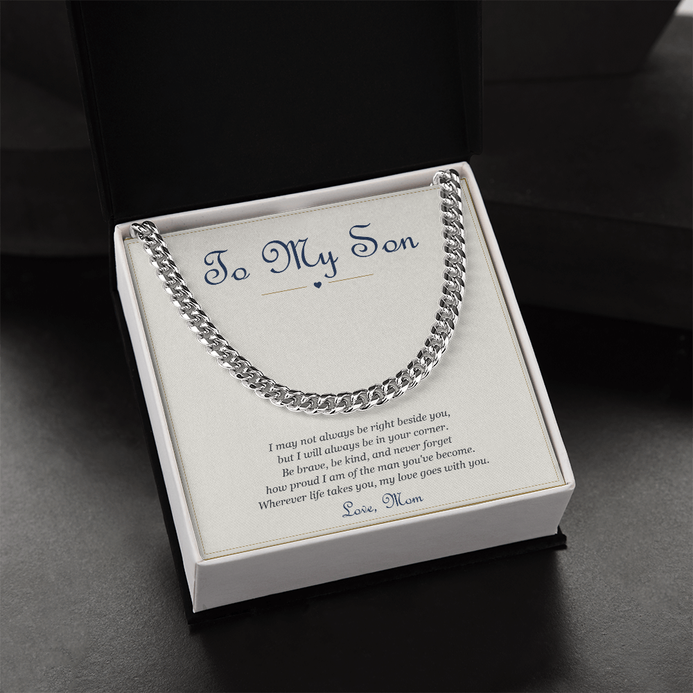 To My Son from Mom – Cuban Link Chain Necklace with Message Card