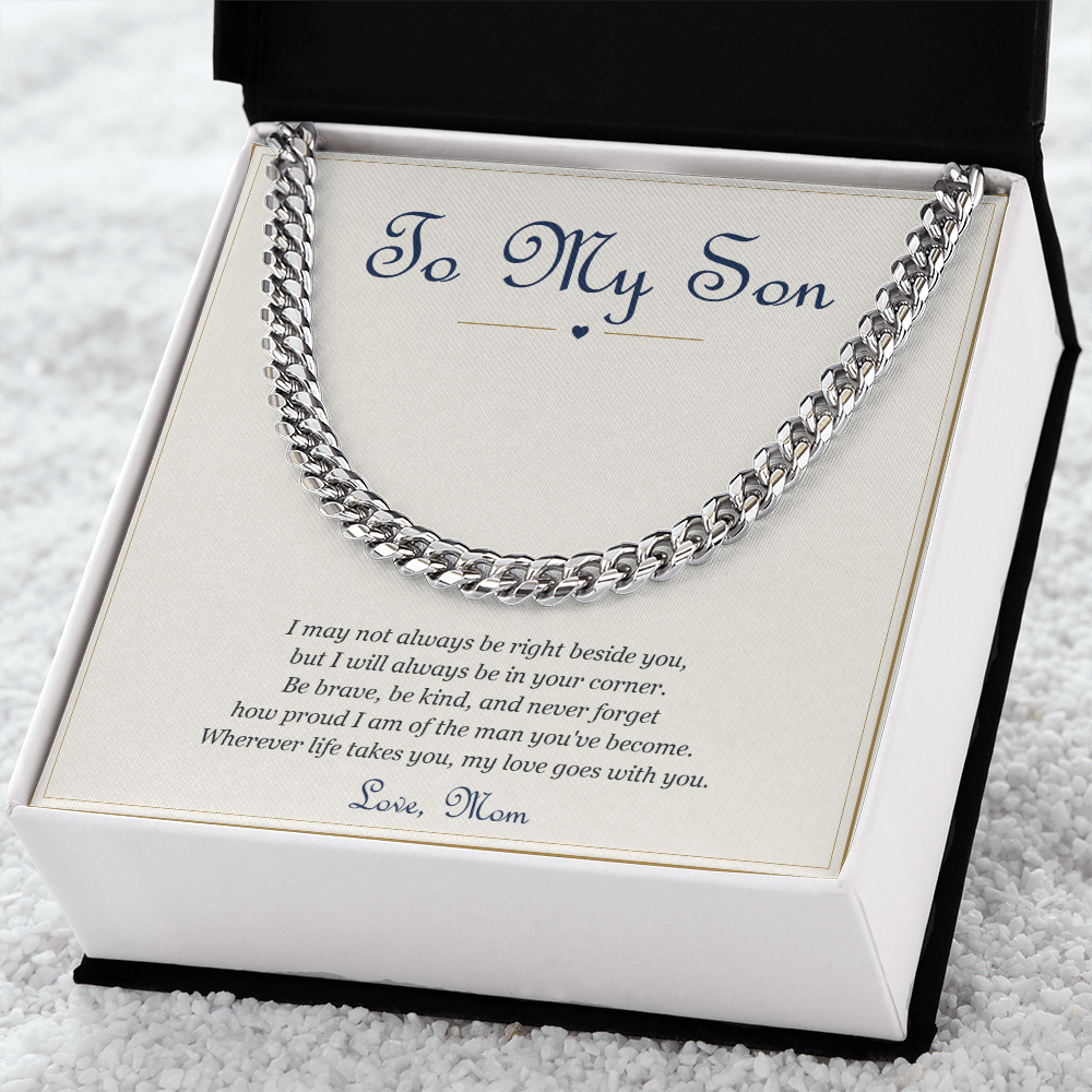 To My Son from Mom – Cuban Link Chain Necklace with Message Card