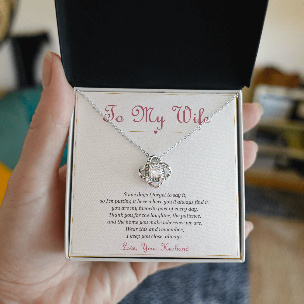 To My Wife – Love Knot Necklace with Message Card