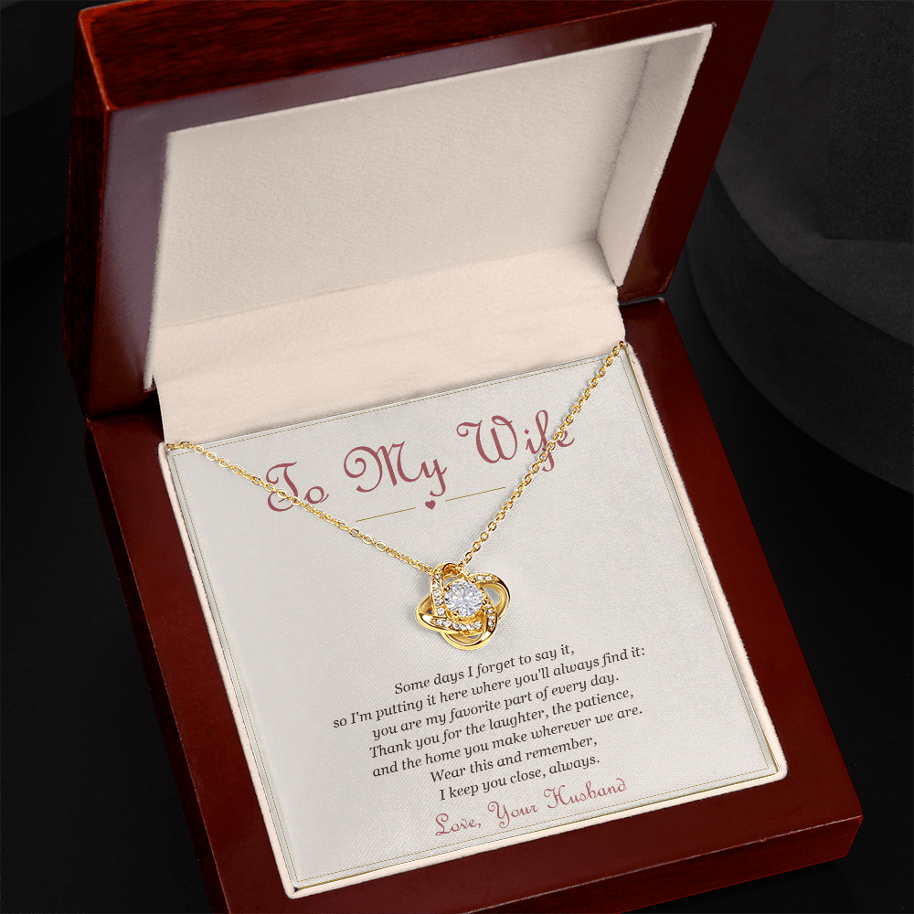 To My Wife – Love Knot Necklace with Message Card