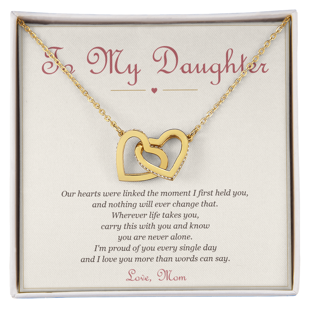 To My Daughter from Mom – Interlocking Hearts Necklace with Message Card
