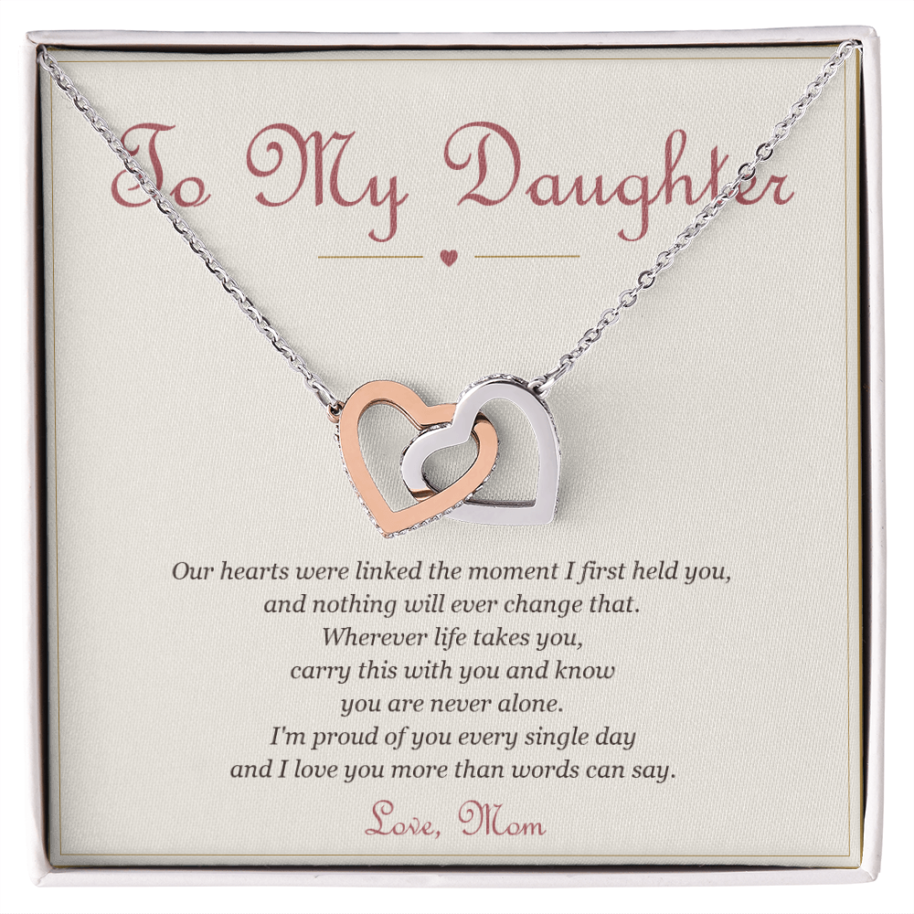 To My Daughter from Mom – Interlocking Hearts Necklace with Message Card