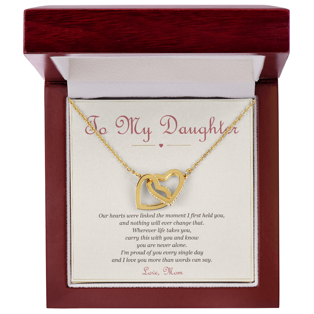 To My Daughter from Mom – Interlocking Hearts Necklace with Message Card